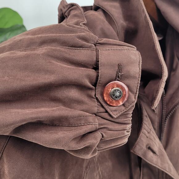 Preswick & Moore Womens Brown Detachable Interior Lining Hooded Nylon Jacket L - Picture 7 of 12